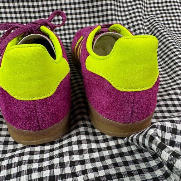 Adidas Gazelle Indoor Shock Purple Fuchsia & Neon Yellow Sneaker Size US 9 - Picture 5 of 6